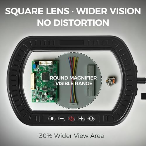 Magnifying Glass with Light Square Magnifier Desk Lamp 10X