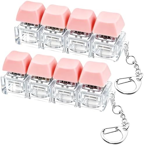 2 PCS Keyboard Fidget Toy, Keyboard Fidget Keychain 4-in-1 Keyboard Decompression Button Finger Clicker Toys, Button Stress Relief Fidget Gifts to Relief Stress (Pink)