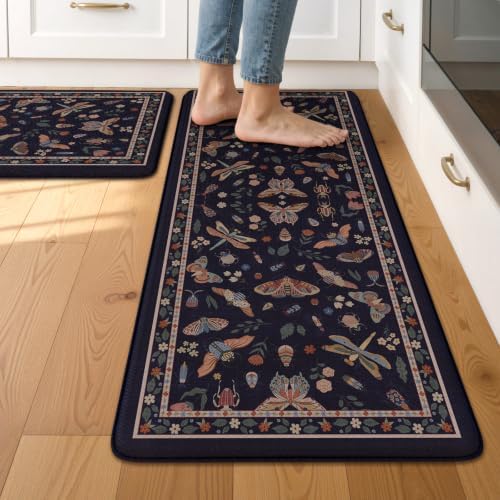 LEEVAN Anti Fatigue Kitchen Mats for Floor, Cushioned Kitchen Mat Set 2PCS