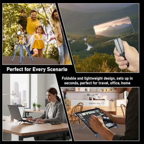 Foldable Laptop Stand, Adjustable w/Magnetic Phone Holder, Aluminum 10-16"