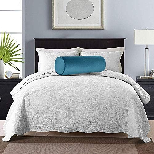 Tinbolunce Memory Foam Roll Pillow for Knee/Leg/Neck - Full Moon Bolster/Round Cylinder Pillow for Sleeping on Side or Back - Removable Cooling Cover Length 18" x 6" Diameter (Lake Blue)