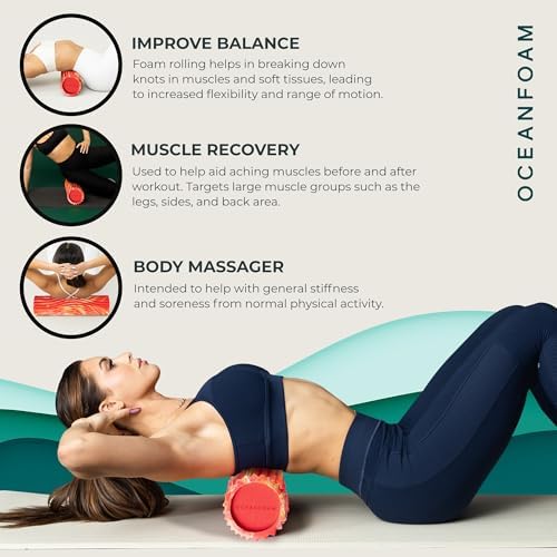 Oceanfoam Tidal Foam Roller for Exercise (Red, Gold & Natural Marbled)