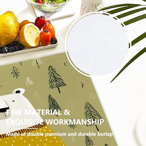 White Bear Yellow Sweater Linen Placemats, in Tree Background Table Mats for Table Washable Heat Insulation Thick Dining Mat, Indoor/Outdoor 12X18 in 4 Pcs