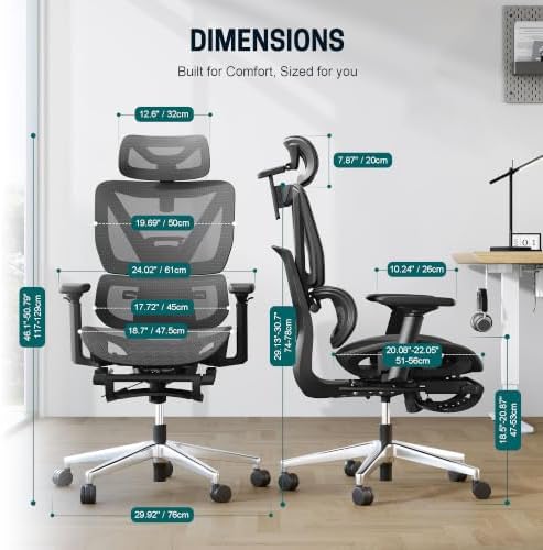 ATORPOK Ergonomic Reclining Office Chair with Footrest, Black