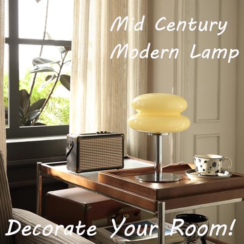 Glivpny Mushroom Lamp Table Lamp, Mid Century Modern Table Lamps(Cream)