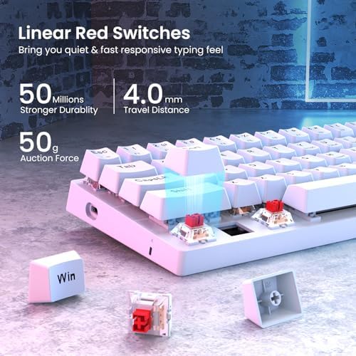 60% Wired Mechanical Gaming Keyboard with Red Switches, LED Backlit