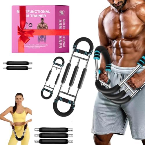 Twister Arm Trainer 20-270 lbs, NUJFITNESS Twister Bar with 3 Detachable Springs & 9 Resistance Levels, Power Chest Expander for Arm, Chest, Shoulder & Upper Body Strength Training, Home Gym Workout