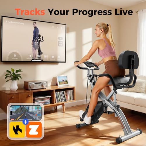 YOSUDA Folding Exercise Bike, 5 IN 1 Foldable Stationary Bike for Seniors