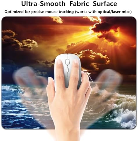9.5x7.9 Inch Office/Gaming Mouse Pad, Stormy Ocean Waves Dramatic Sunset Sea Coastal Seascape Thunderstorm, Cute Anti-Slip Mat for Desk Decor