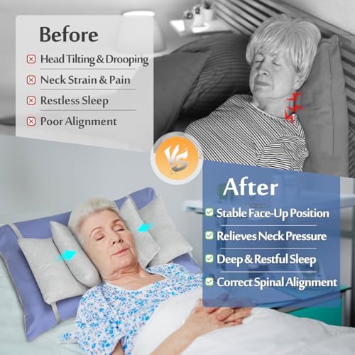 Head Stabilizer, Head Support Pillow for Elderly – Back Sleeping Aid for Post Surgery Recovery, Recliner & Wheelchair Headrest Cushion, Adjustable Neck Cradle (Grey)