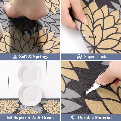 HEBE Anti Fatigue Kitchen Rugs Set of 2, Cushioned Kitchen Mats for Floor