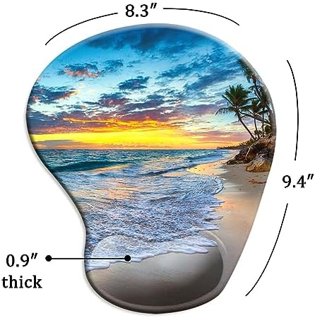DOOKE Ergonomic Mouse Pad with Wrist Support and Coaster,Mouse Pads with Non-Slip PU Base for Home Office Working Studying Easy Typing & Pain Relief Natural Beach