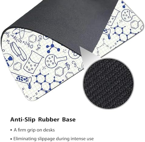 9.5x7.9 Inch Office/Gaming Mouse Pad, Science Chemistry Geometry Math Nerd Geek and Genius Cartoon Themed Design Art, Cute Anti-Slip Mat for Desk Decor