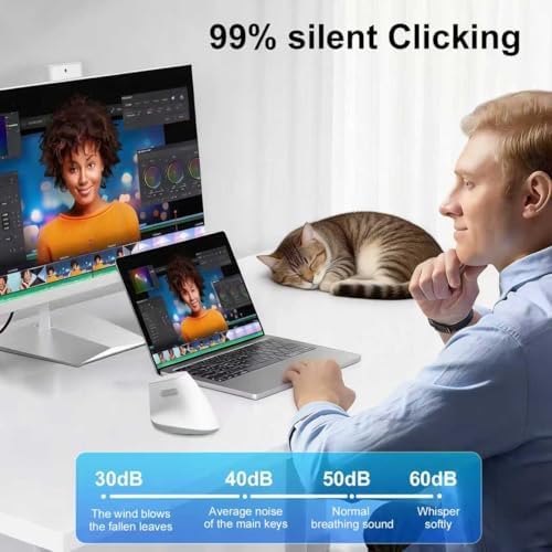 Ergonomic Mouse, Wireless Bluetooth Vertical Mouse, Rechargeable, USBC & Bluetooth 5.0/3.0 & 2.4G Connect, Easy to use, Cordless, Quiet Clicks, 6 Buttons for Laptop, Desktop, PC, Mac, Computer