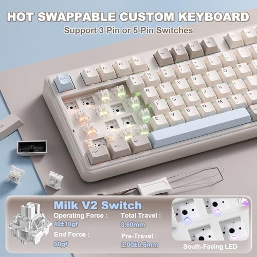 YUNZII B98 PRO 96% Wireless Mechanical Keyboard (Beige, Milk Switch)