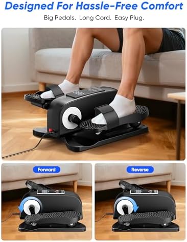 Under Desk Elliptical Machine for Senior, Quiet Motorized Leg Exerciser with Smart Remote, Pedal Exerciser with Adjustable Speeds for Auto/Manual Modes, LCD Monitor, Easy to Use for Home Office