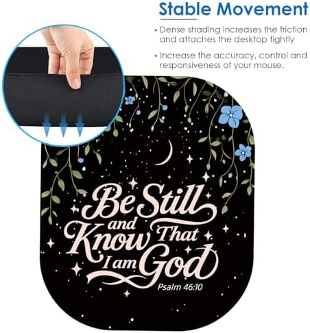 Small Mouse Pad，Mini Mouse Pad 6 x 7 Inch，for Laptop Keyboard Tray Wireless Mouse Home Office Travel，with Non-Slip Rubber Base, Waterproof Mouse Mat，Psalm 46:10 Floral