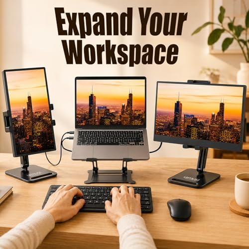 Urmust Dual Arm 15.6" Portable Monitor Stand with 360° Rotating Base B-M