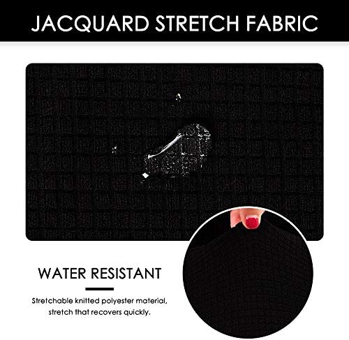 Black Ergonomic Office Chair Cover with Headrest Cover Water-Repellent Stretch 2-Piece Jacquard Office Desk Chair and Headrest Slipcover Cat Scratch Proof Washable
