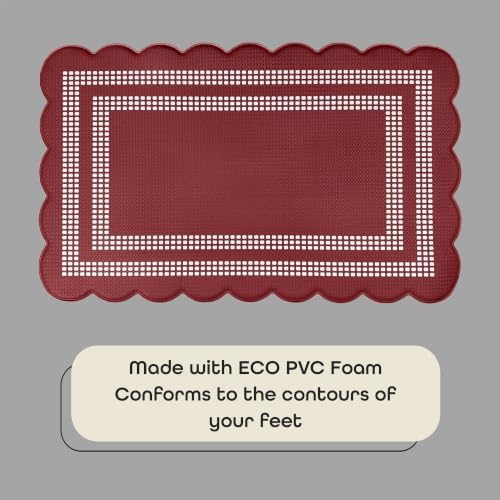 Anti Fatigue Scallop Mat 18 x 30 in, Remi, Burgundy/Ivory