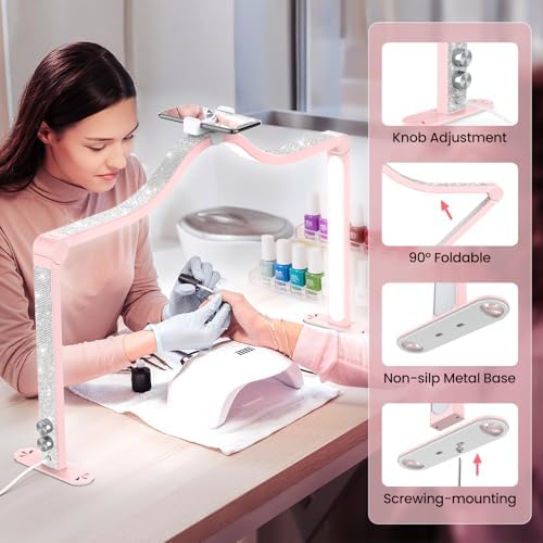 Yokilly Arc Half Moon Light: 34" Shadow-Free Large Nail Light for Desk