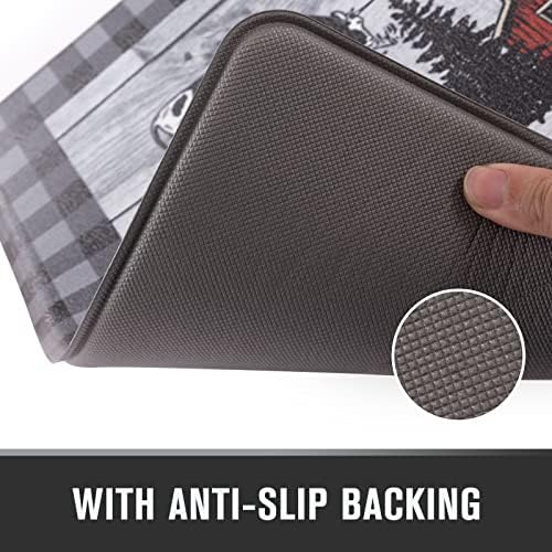 Carvapet 2 Piece Kitchen Mats Set for Floor 17x27+17x47 Anti Fatigue Plaid