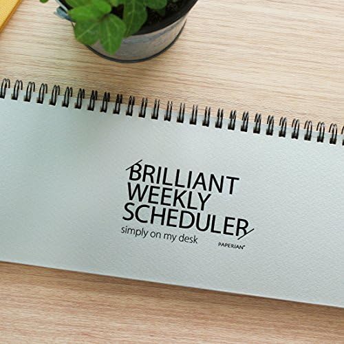 PAPERIAN Brilliant 2021 Weekly Planner - Wirebound Undated Gray Desk Planner (12 X 4.4 inches)