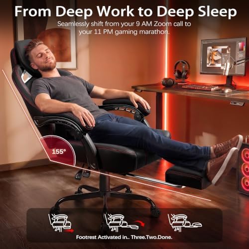 VITESSE Big and Tall Gaming Chair 400lb Capacity with Footrest