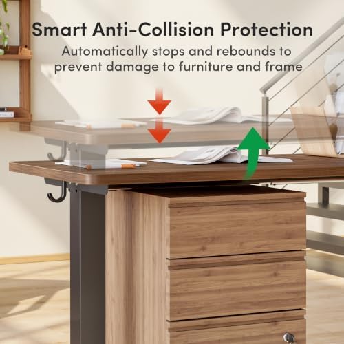 FEZIBO 75" x 63" L-Shaped Standing Desk - Adjustable Corner Desk L Shape, L-Shaped Adjustable Desk with Splice Board, L Shape Standing Desk, Black Walnut