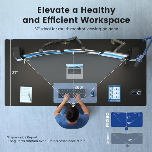 FEZIBO 71 x 37 Inch Large Electric Standing Desk 1" Thick Desktop, Black