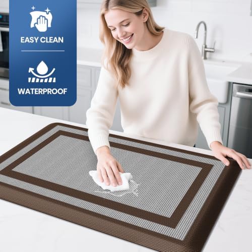 2PCS Kitchen Rugs Cushioned Anti-Fatigue Kitchen Mats Comfort Standing Mat