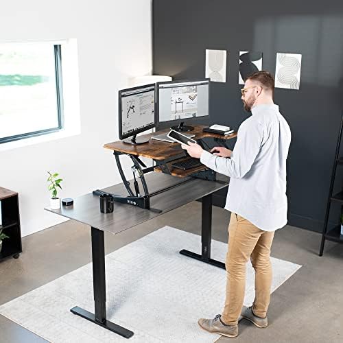 VIVO Rustic Vintage Brown 42 in Standing Desk Converter, DESK-V000VLN