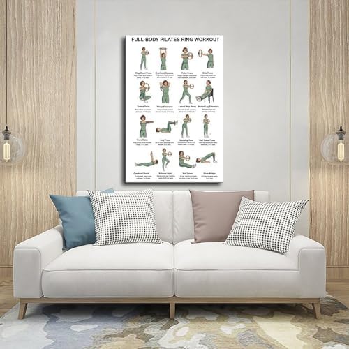 Pilates Ring Exercises Full Body Workout Chart Magic Circle Workout Pilates Ring Guide Home Canvas Poster Bedroom Decor Room Decor Frame 16x24inch