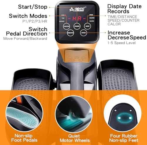 Under Desk Elliptical Machine, Leg Exerciser for Seniors Adults, Adjustable Speeds Elliptical Trainer with Remote, Quiet & Portable Mini Seated Pedal Exerciser for Home Office Use