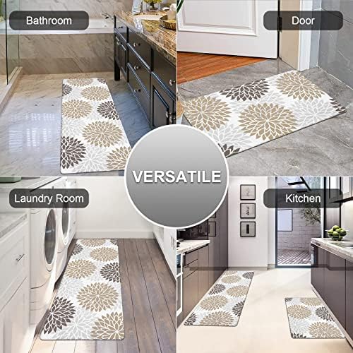 HEBE Anti Fatigue Kitchen Rugs Set of 2, Cushioned Kitchen Mats for Floor