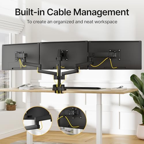 monTEK Triple Monitor Mount for 13"-27" Screens, Max 19.8 lbs Each Arm