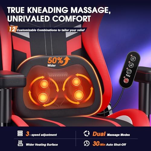 Douxlife 3D Massage Gaming Chair with Footrest Heavy Duty PC Desk Chair