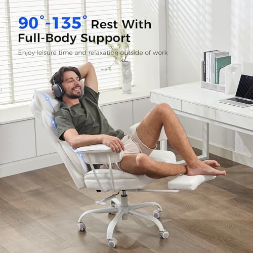 amseatec Big and Tall Office Chair, Reclining Executive Chair with Footrest