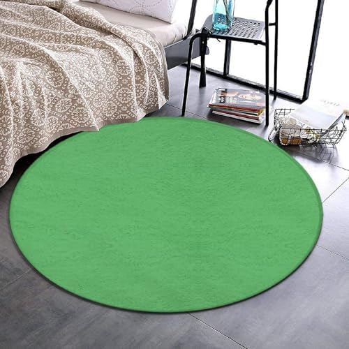 Home Decor Non Slip Kitchen Office Circle Rug, Machine Washable Modern Round Area Rug, Room Sofa Yoga Soft Round Carpet Green, 24inch