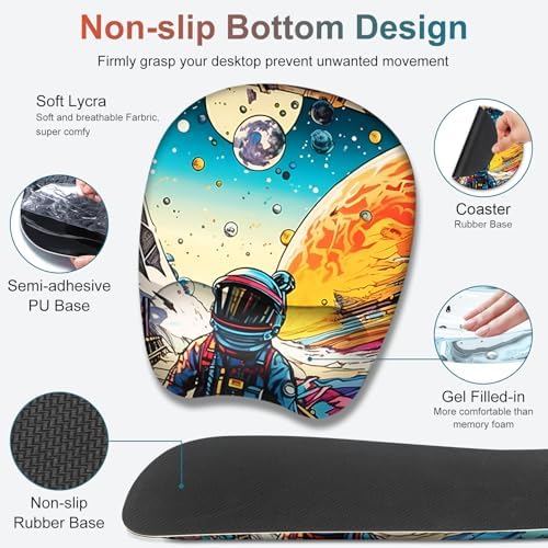 Large Anime Mouse Pad with Wrist Support 4 in1 Set, XXL Big Game Mousepad + Keyboard Wrist Rest+Mouse Wrist Rest Pad +Coaster Gaming Mat for Home Office Computer Boy Man I Strange Planet Space Scene