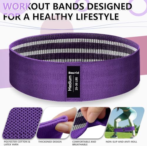 Resistance Bands for Working Out, 4 Levels Exercise Bands for Women & Men, Elastic Workout Band for Physical Therapy, Fabric Booty Band for Gym, Yoga, Pilates, Leg Training