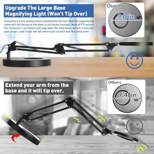 HITTI 30X 10X Magnifying Glass with Light, 1800 Lumens Stepless Dimmable