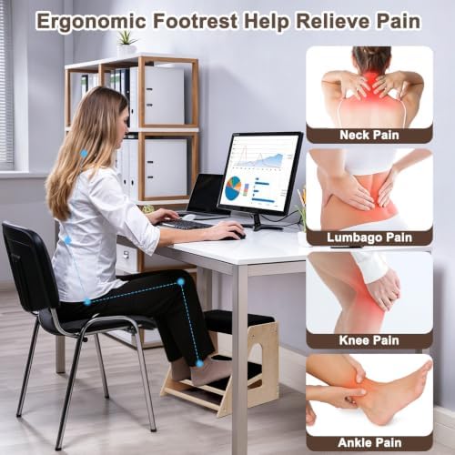 Natheeph Foot Rest Under Desk, Ergonomic Foot Stool with Massage, 4 Height