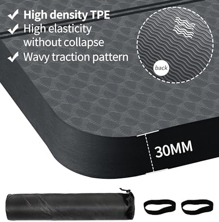 nuveti Large Exercise Mat - 15mm/20mm/30mm Thick Yoga Mat | Workout Mat for Fitness, Yoga, Pilates, Stretching & Floor Exercises for Women & Men with Free Carrying Bag