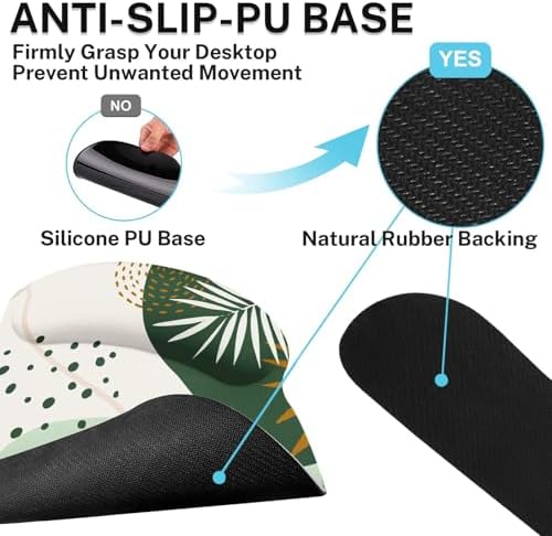 Britimes Keyboard Mouse Pad Set, 4 in 1 Desk Mat Set, Boho Green