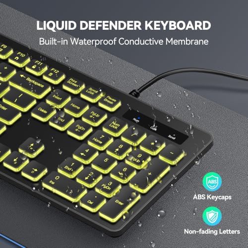 TECKNET Wired Keyboard, Silent Typing, Full-Size Layout,RGB Backlit