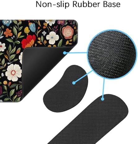 MIBITRI Keyboard Mouse Pad Set, Extended Gaming Mouse Pad+Ergonomics Keyboard Wrist Rest Support, Memory Foam, Easy Typing Pain Relief, 4Pcs XXL Ultra Thick Desk Mat, Red Florals
