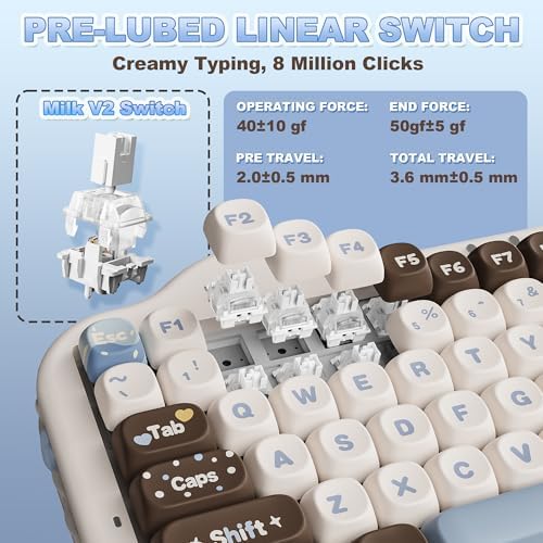 YUNZII C75 Cute 75% Wireless Mechanical Keyboard (Choco, Milk V2 Switch)