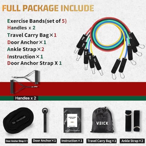 VEICK Resistance Bands with Handles, Exercise Tube Bands Set for Workouts