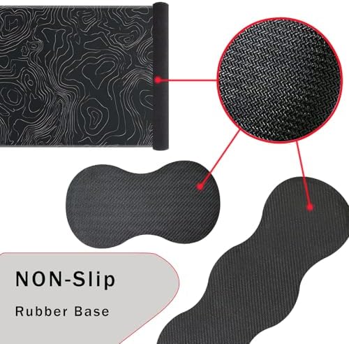 Keyboard Wrist Rest and Mouse Pad with Wrist Support Set Ergonomic Coaster,Memory Foam,Easy Typing Pain Relief,Large XL Desk Mat 31.5"x 11.8",Topographic Contour